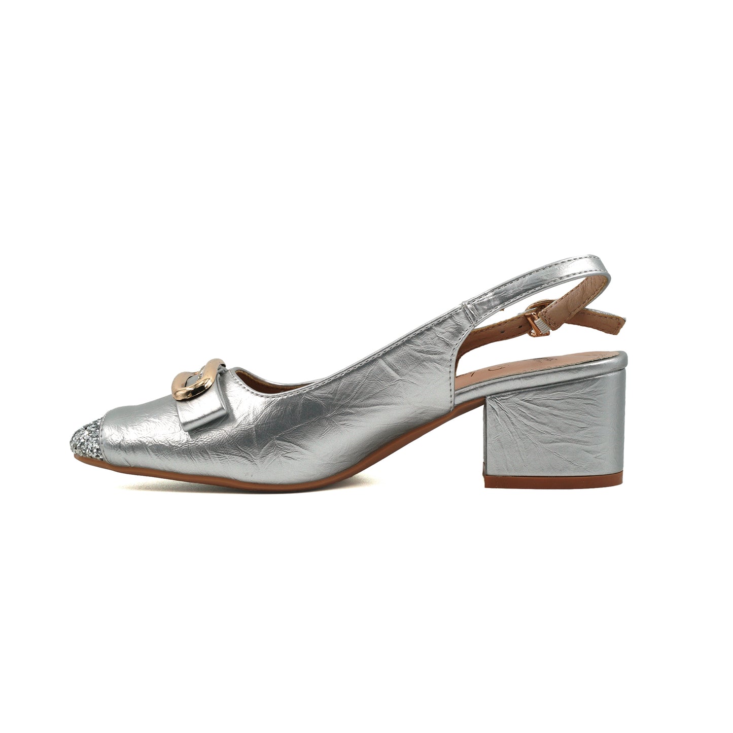 Catchy Pumps heel silver leather for womens