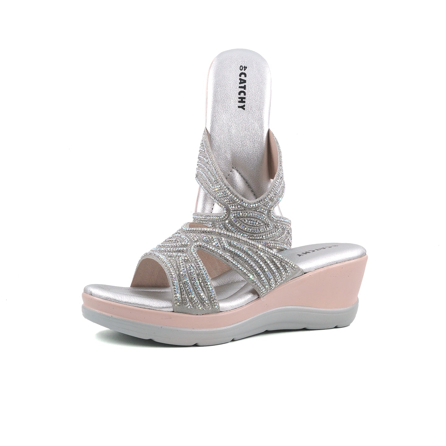 Rose Blush Wedge Slides