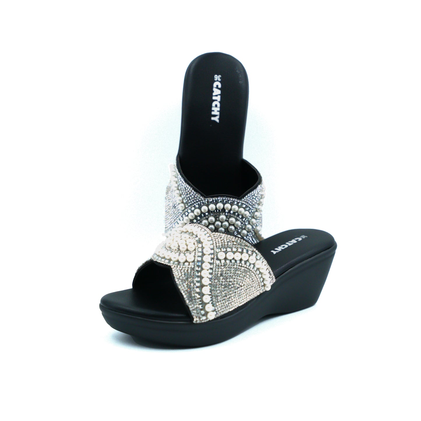 Mid Wedge Heel Diamante Platform Sandals