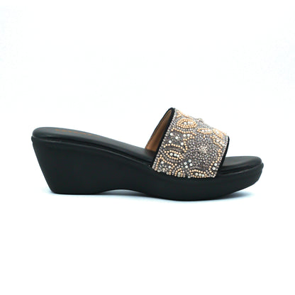 Catchy Embellished Wedge Slip-Ons