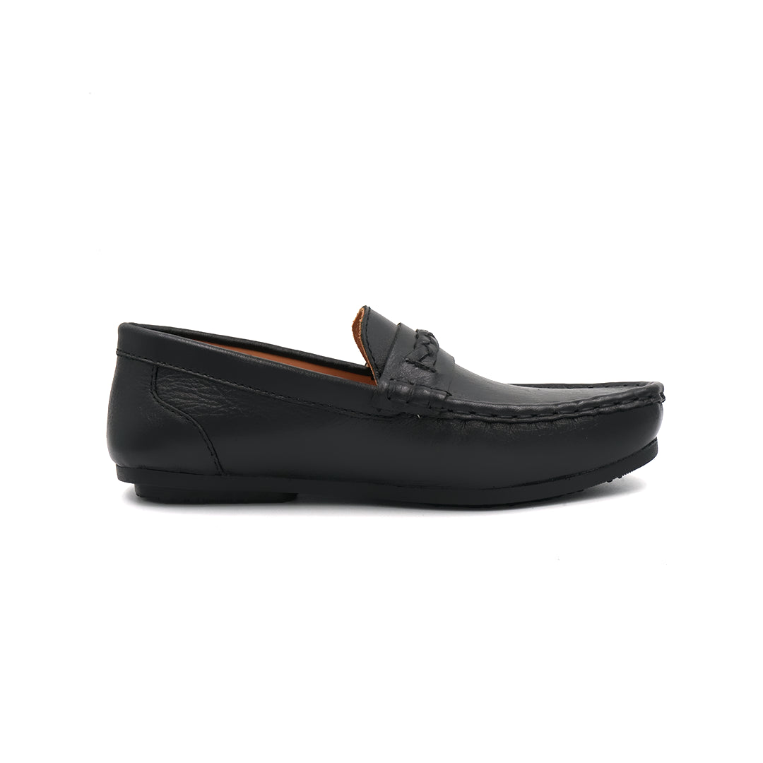 Catchy Boy's Black Leather Loafer