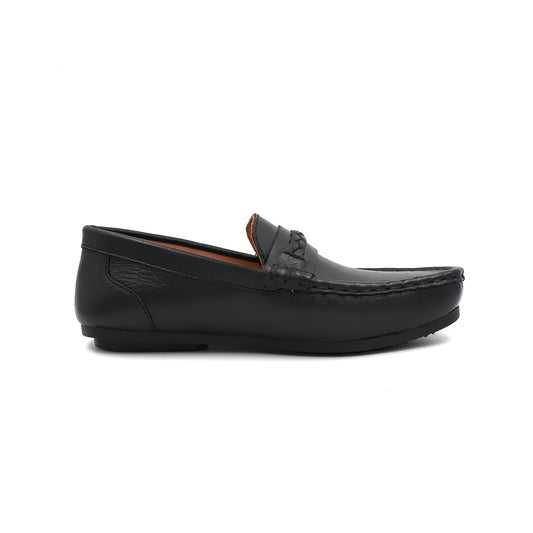 Catchy Boy's Black Leather Loafer