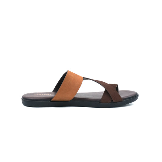Catchy Men's Dual-Tone Casual X-Strap Brown Sandal