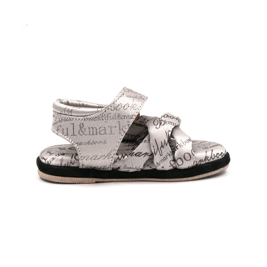Catchy Girls' Silver Text Print Sandal