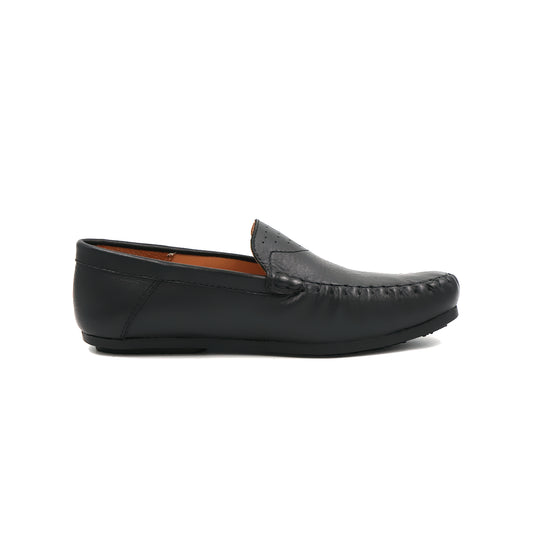 Catchy Boys' Black Leather Driving Loafer