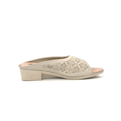Elegant Cutwork Block Heel Sandals