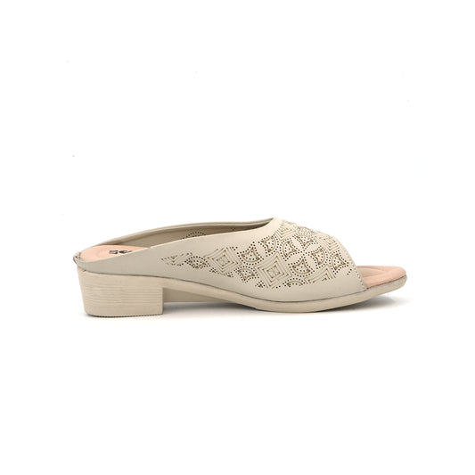 Elegant Cutwork Block Heel Sandals