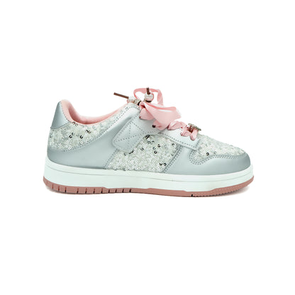 Girl's Silver Glitter Standard Fit Shoe