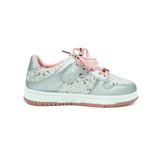 Girl's Silver Glitter Standard Fit Shoe