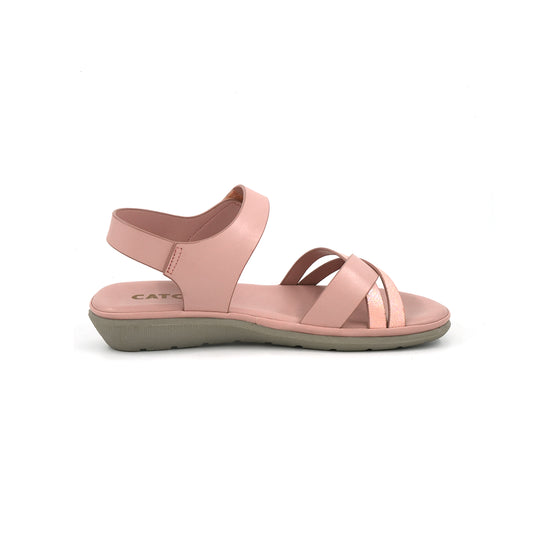 Catchy Women's Beige Back Belt Formal Flat Sandal
