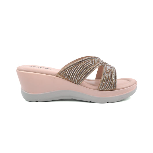 Rose Blush Wedge Slides