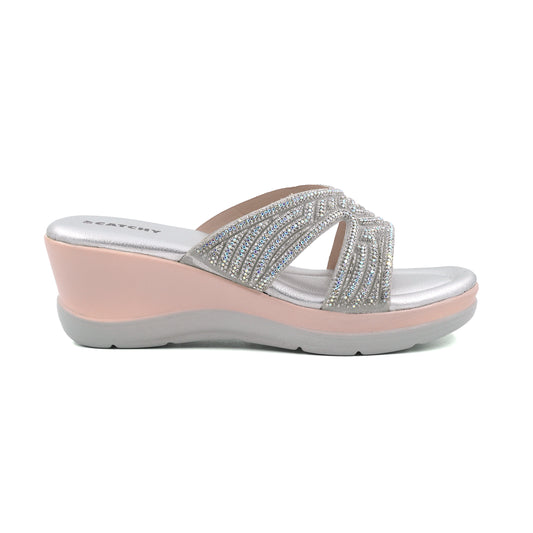 Rose Blush Wedge Slides