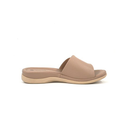 Blush Brown Slip-On Sandals with Gold Accent