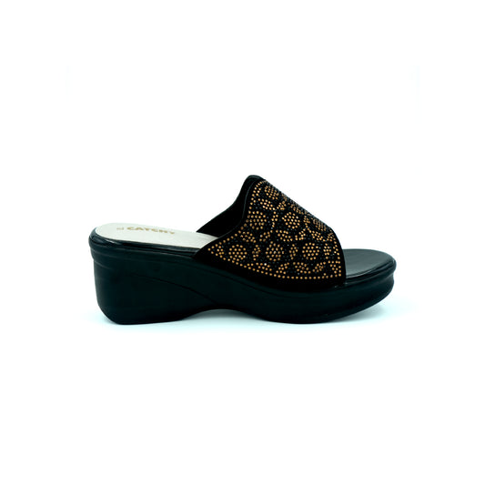 Catchy Open Black & Gold Exclusive Ladies Heel