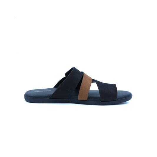 Catchy Men's Triple-Strap Two-Tone Casual Slide Sandal