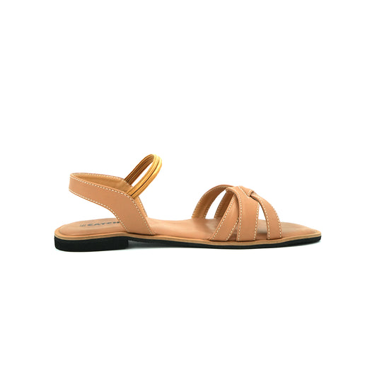 Catchy Women's Beige Back Belt Formal Flat Sandal