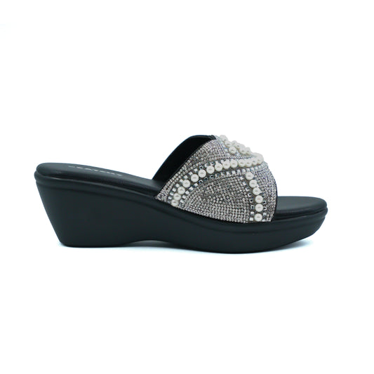 Mid Wedge Heel Diamante Platform Sandals