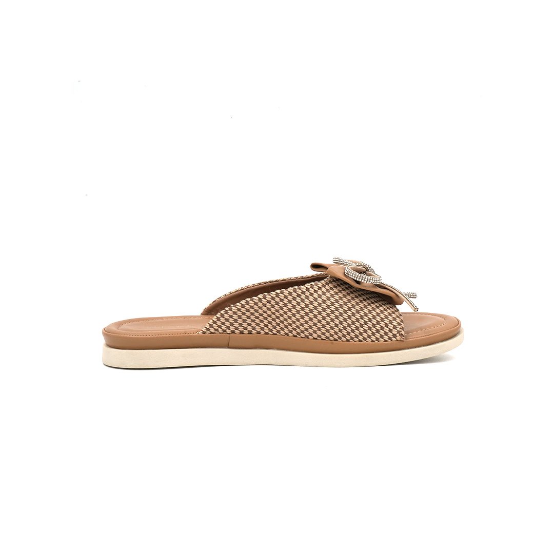 Textured Weave Comfort Slides with Bow