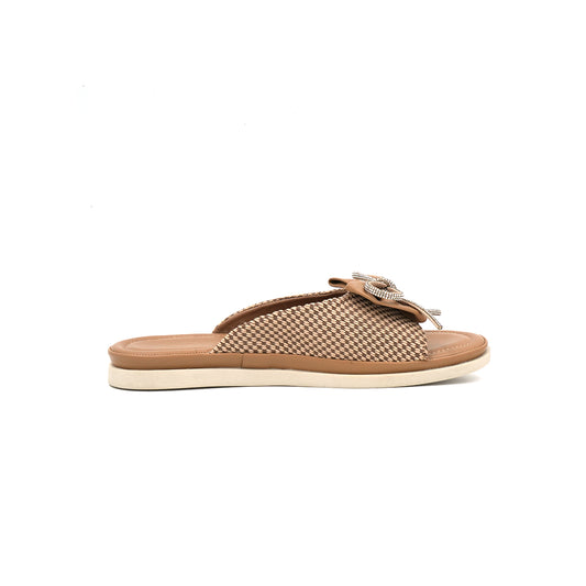 Textured Weave Comfort Slides with Bow