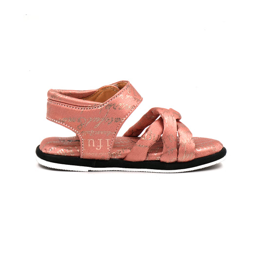 Catchy Girls' Silver Text Print Sandal