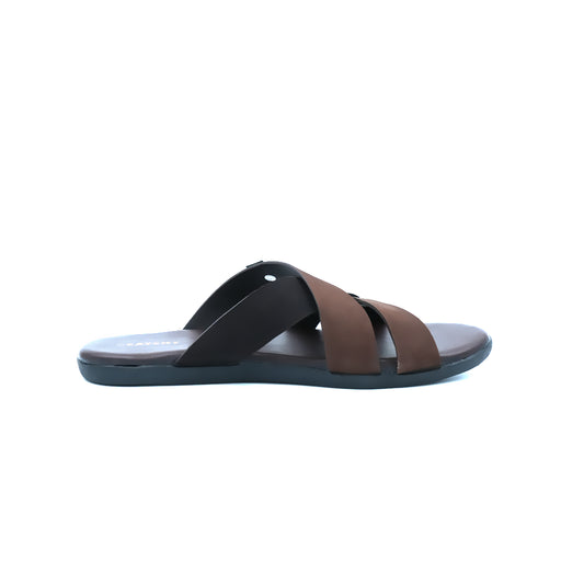 Catchy Men's Black & Brown Casual X-Strap Sandal