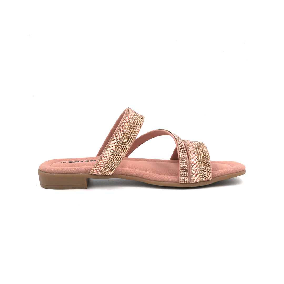 Catchy Women's Pink Double-Strap Flat Sandal