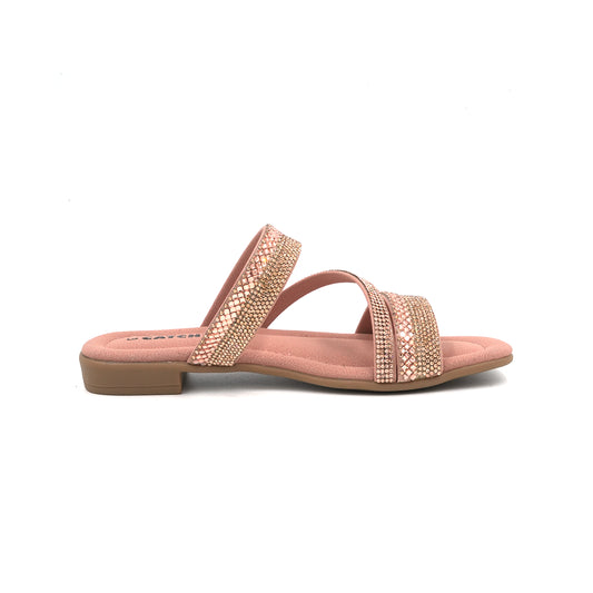 Catchy Women's Pink Double-Strap Flat Sandal