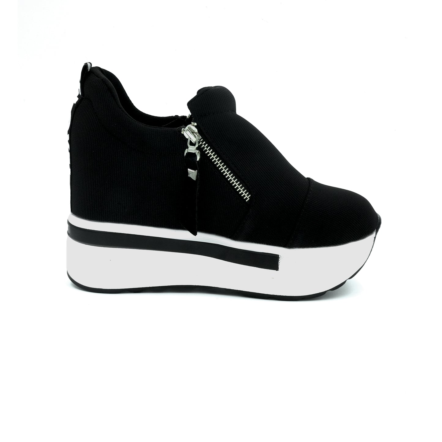 Catchy Imported Women's High-Heel Platform Sneaker with a side zipper closure.