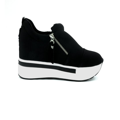 Catchy Imported Women's High-Heel Platform Sneaker with a side zipper closure.