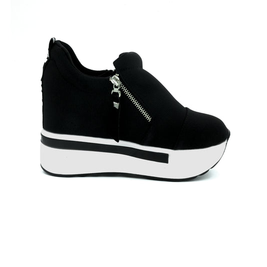 Catchy Imported Women's High-Heel Platform Sneaker with a side zipper closure.