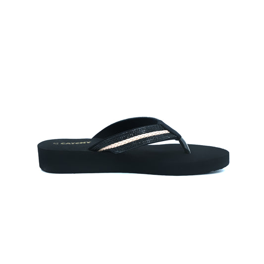 Catchy Women's Glitter-Strap Wedge Flip-Flop