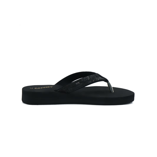 Catchy Black Wedge Flip-Flop for Women