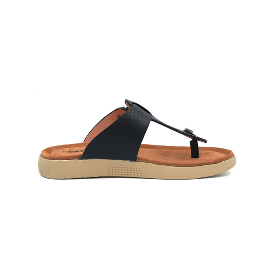 Catchy Men's Black Buckle Thong Sandal