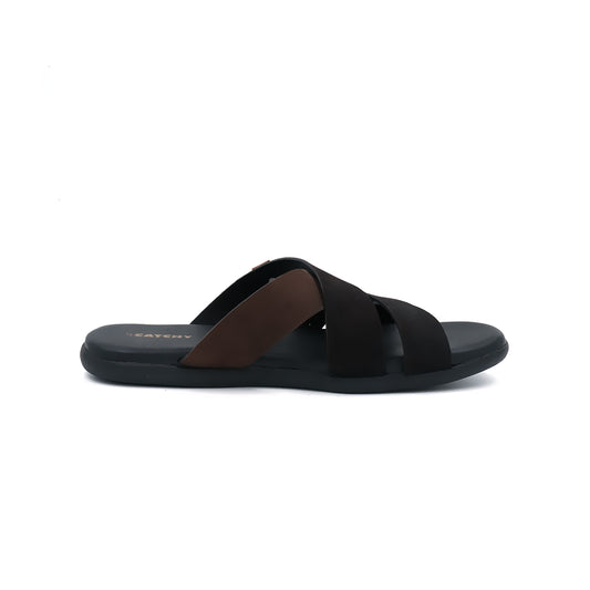 Catchy Men's Black & Brown Casual X-Strap Sandal