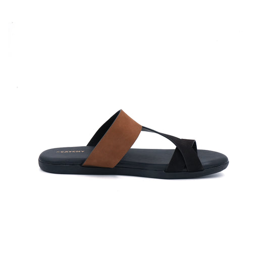 Catchy Men's Modern Comfort Slide with Two-Tone Crossover Straps