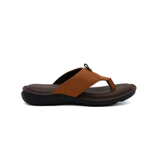 Catchy Men's Brown Leather Flip-Flop Slipper