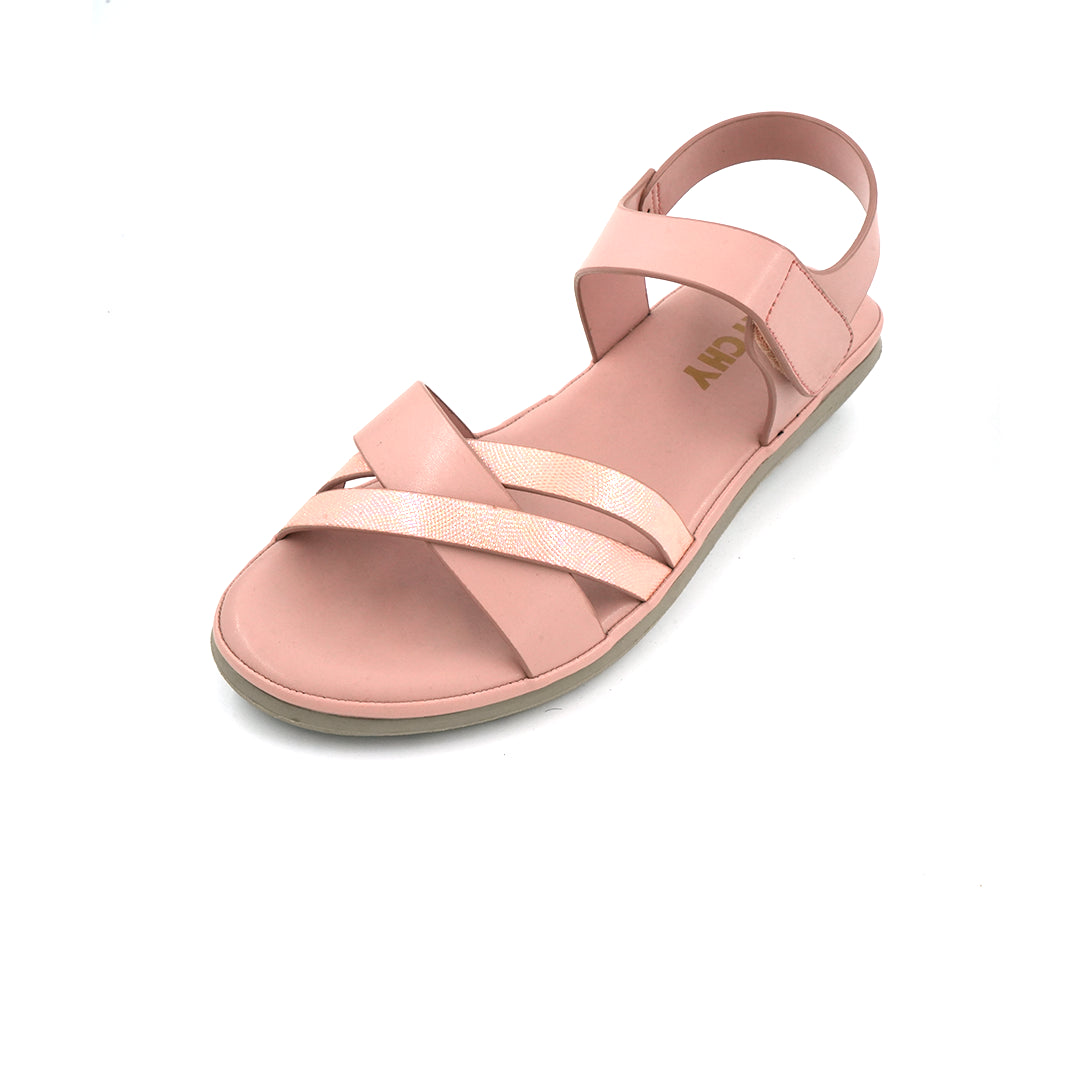 Catchy Women's Beige Back Belt Formal Flat Sandal