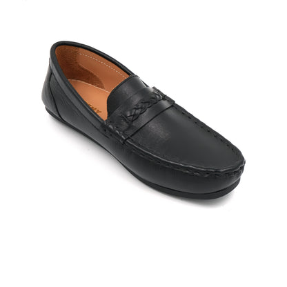 Catchy Boy's Black Leather Loafer