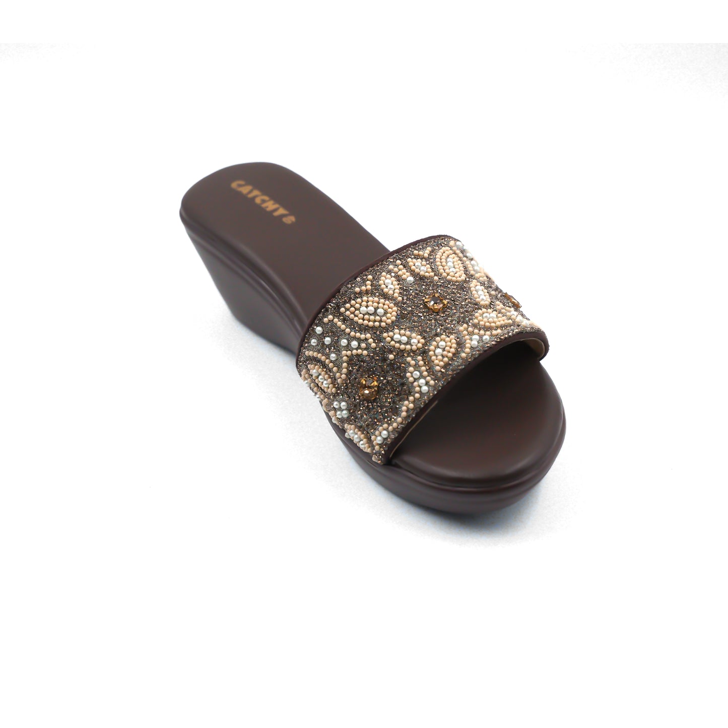Catchy Embellished Wedge Slip-Ons