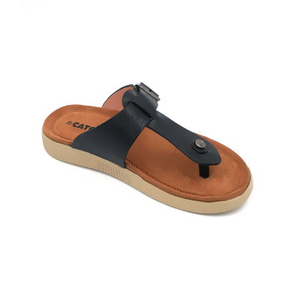 Catchy Men's Black Buckle Thong Sandal