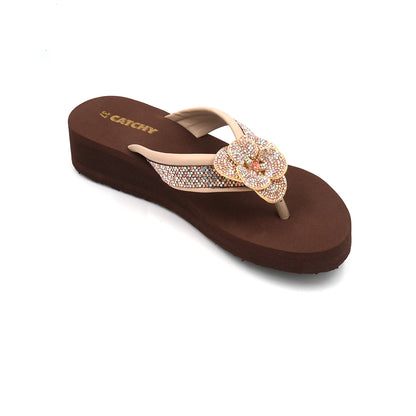 Catchy Floral Embellished Flip-Flops