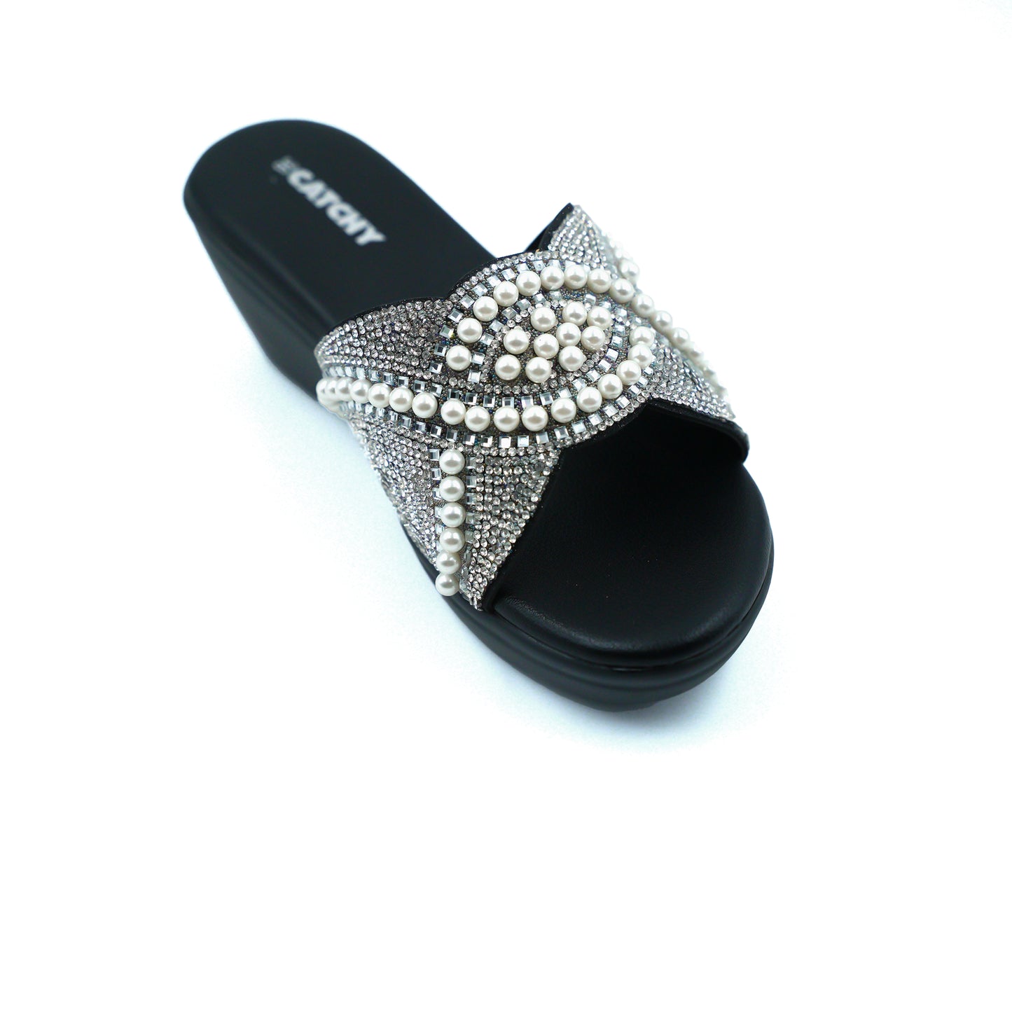 Mid Wedge Heel Diamante Platform Sandals