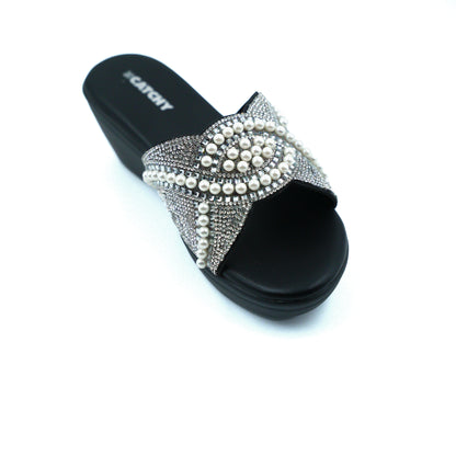 Mid Wedge Heel Diamante Platform Sandals