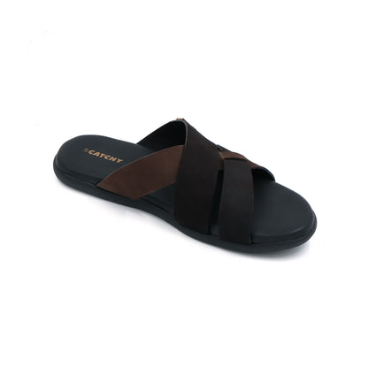 Catchy Men's Black & Brown Casual X-Strap Sandal