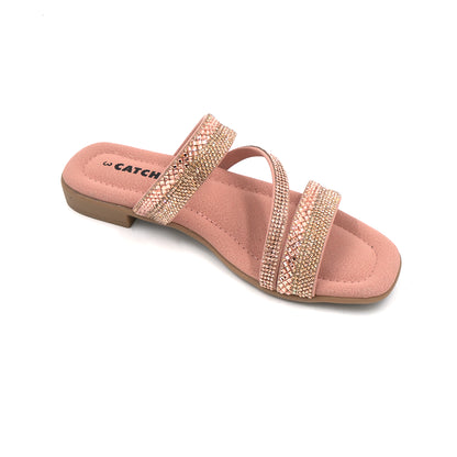 Catchy Women's Pink Double-Strap Flat Sandal