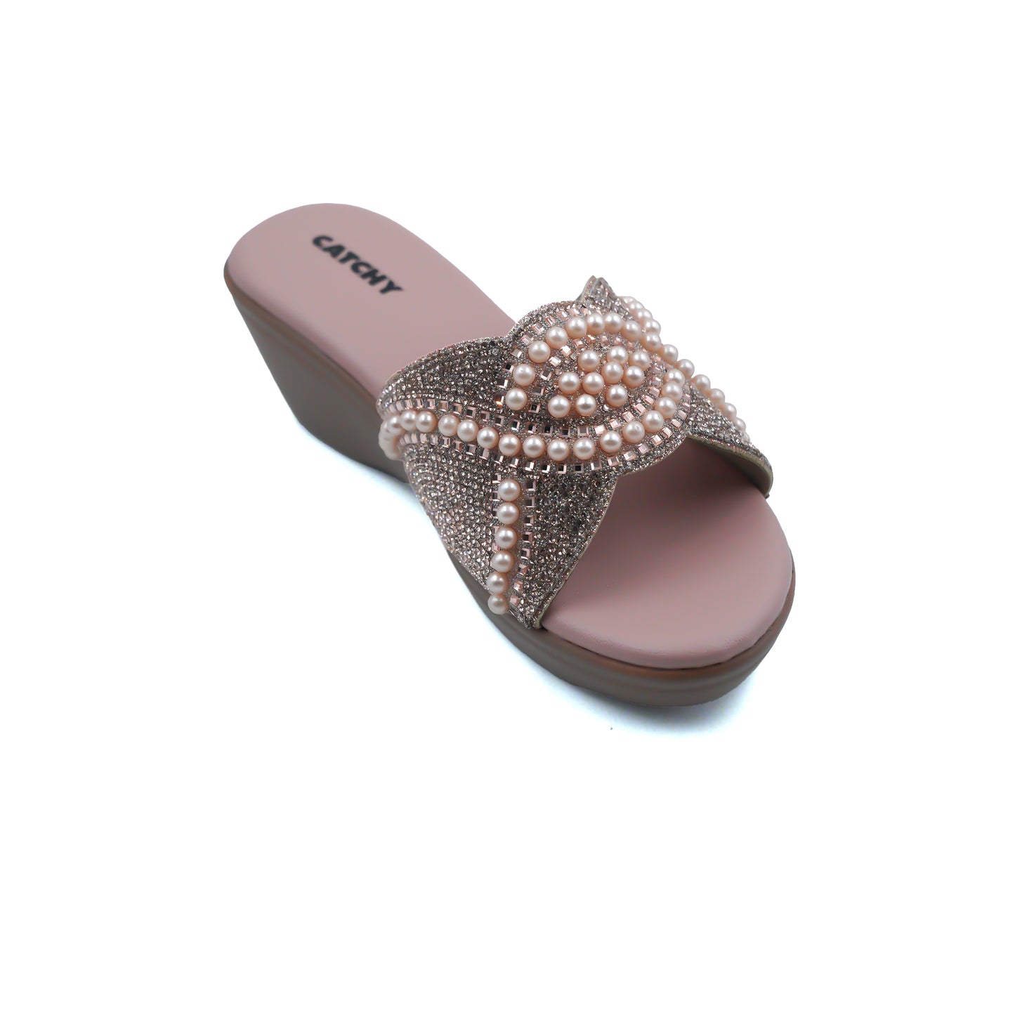 Mid Wedge Heel Diamante Platform Sandals