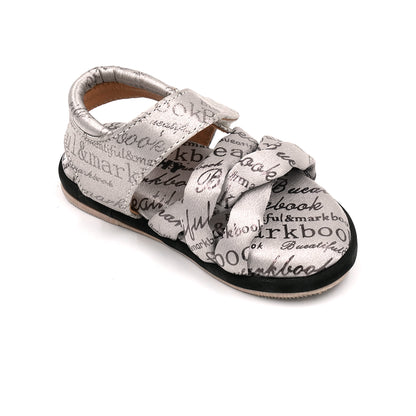 Catchy Girls' Silver Text Print Sandal
