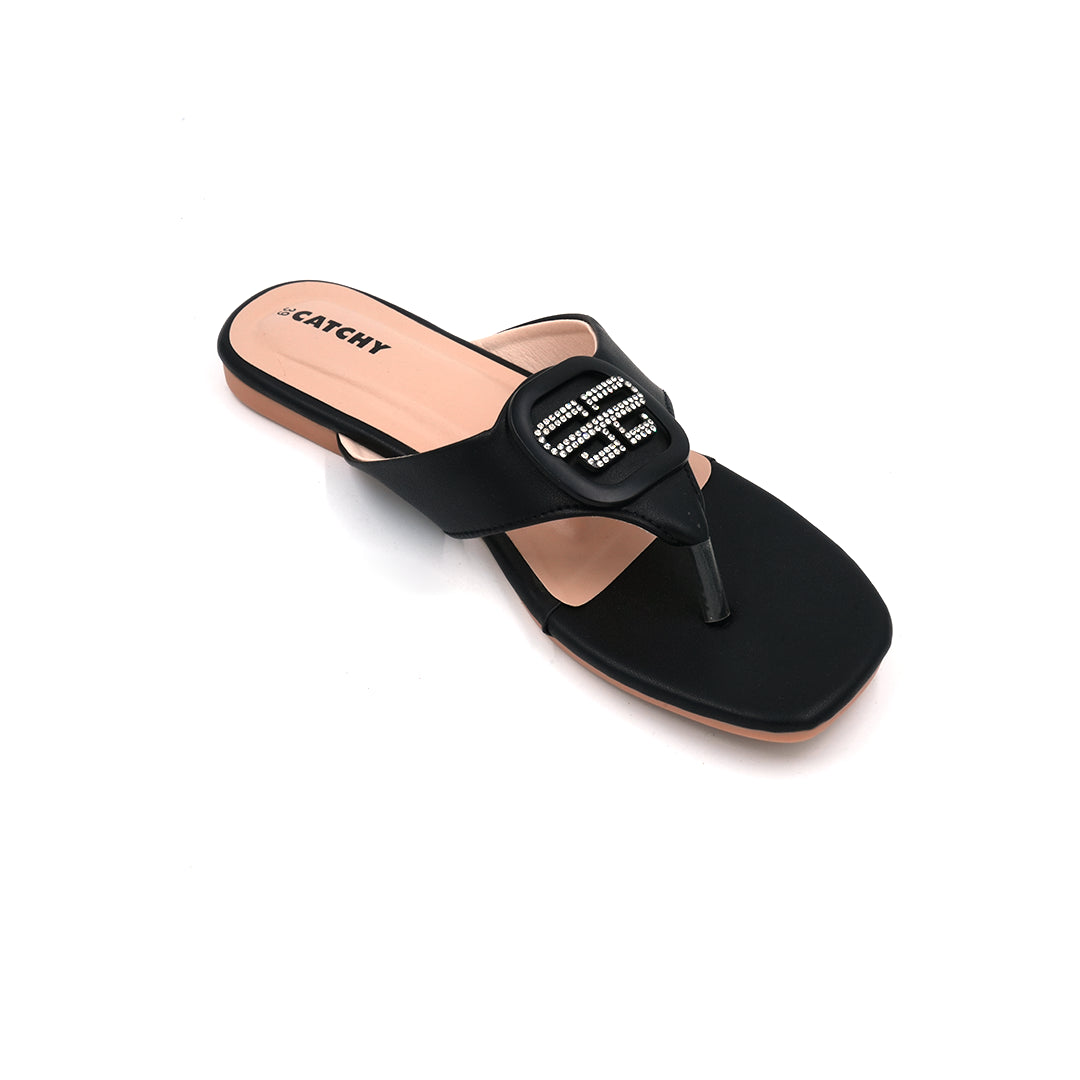 Catchy Crystal Charm Thong Slipper