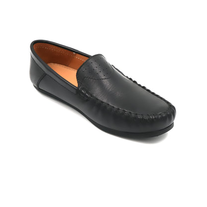 Catchy Boys' Black Leather Driving Loafer