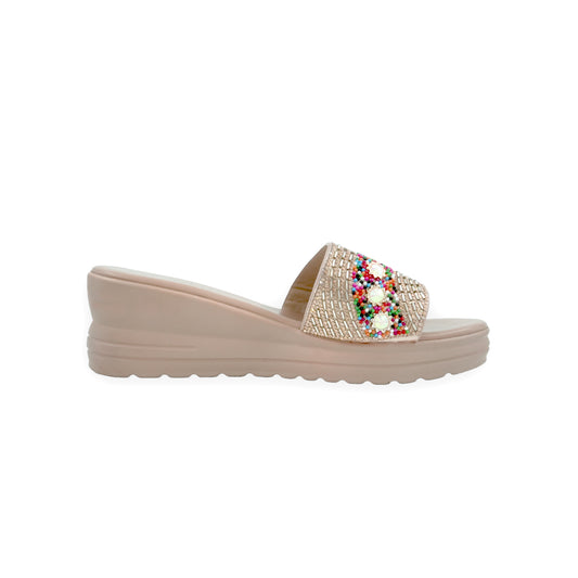 Catchy Pearl and Stone Wedge Heel for Women